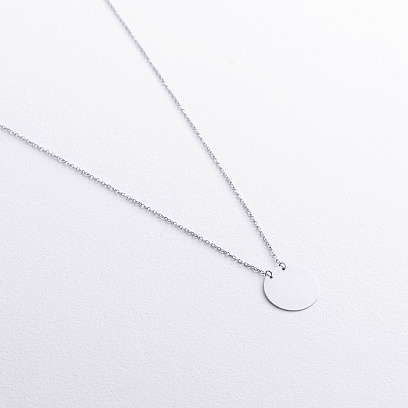 Колье "Монетка" в белом золоте (возможна гравировка) кол02460 №3