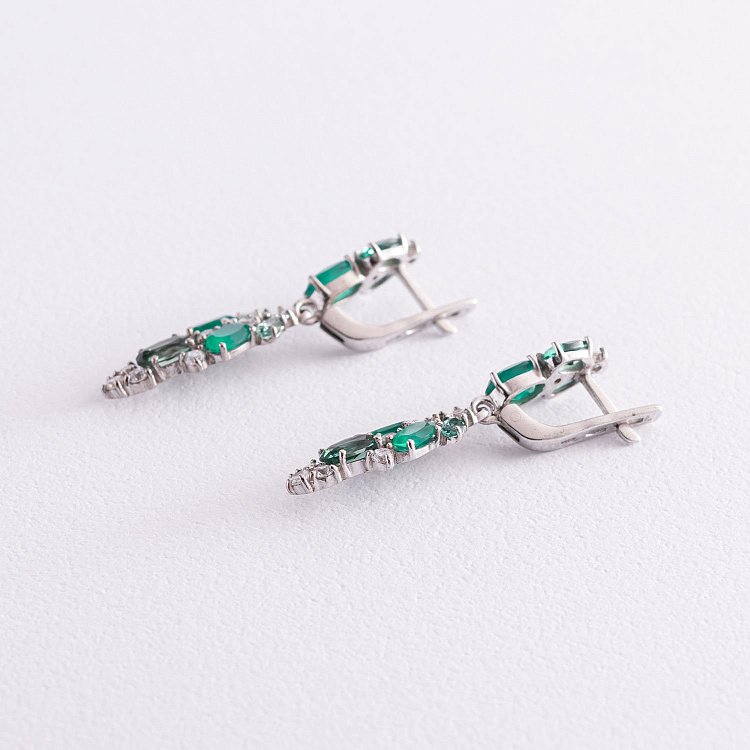 Серебряные серьги с агатом, кварцом и фианитами 2950/9р-GRAGQG от ювелирного магазина Оникс - 3