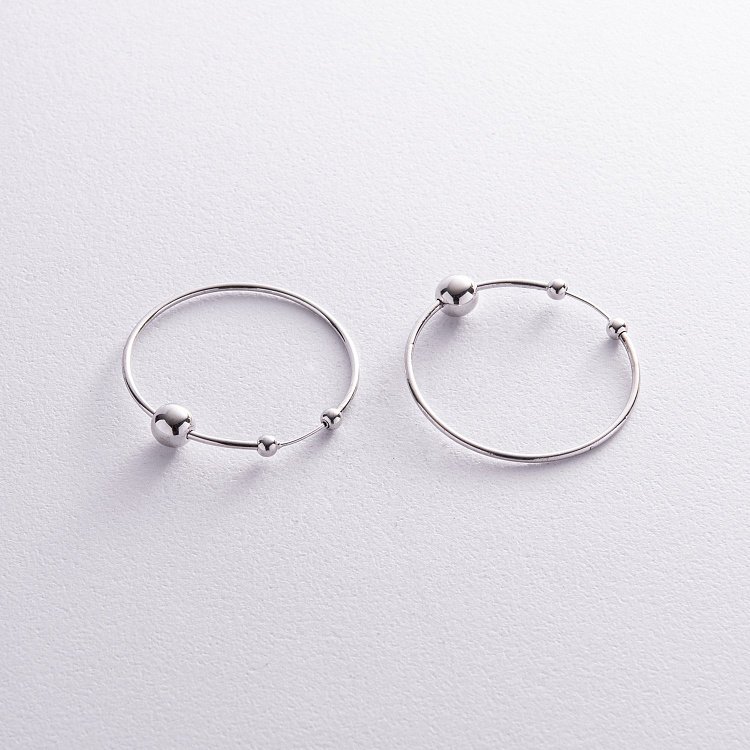 Сережки - кільця Гармонія в білому золоті с08364 від ювелірного магазину Онікс - 5