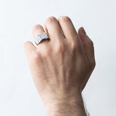 Золота чоловіча печатка з діамантами к1131 №2