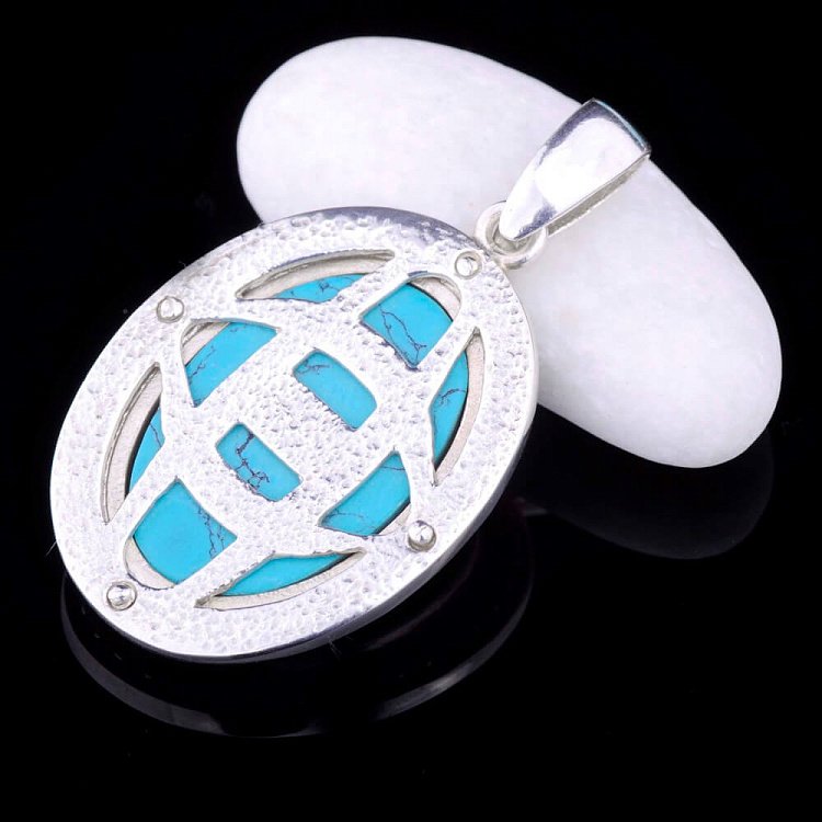 Подвеска (имитация бирюза, фианиты) 131199 от ювелирного магазина Оникс - 1