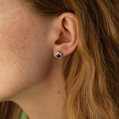 Серьги - пусеты с бриллиантами (белое золото) 336181122 №4