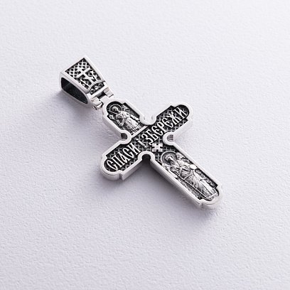 Срібний хрест "Розп'яття. Спаси і Збережи" кду-13 №7