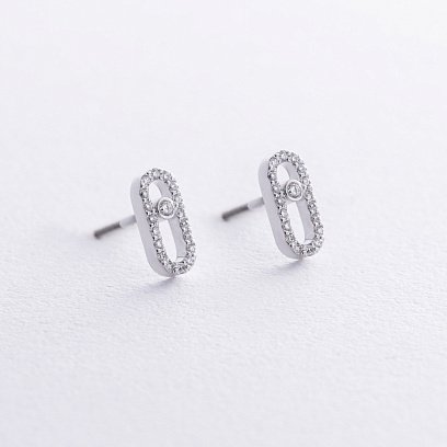 Сережки - пусети з діамантами (біле золото) 335081121