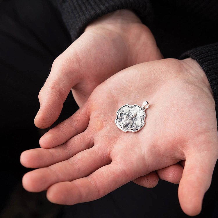 Серебряный кулон "Український козак. Молитва до Пресвятої Богородиці" 133207 от ювелирного магазина Оникс - 10