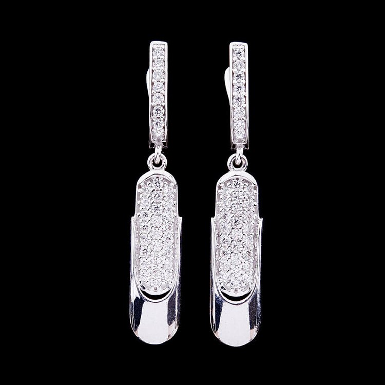 Золотые серьги с фианитами с03651 от ювелирного магазина Оникс - 2