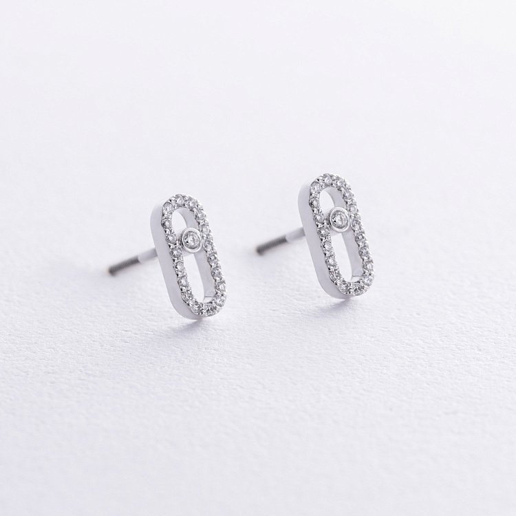 Сережки - пусети з діамантами (біле золото) 335081121 від ювелірного магазину Онікс