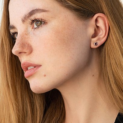 Золоті сережки - пусети "Сердечки" (рубіни) сб0531gl №2