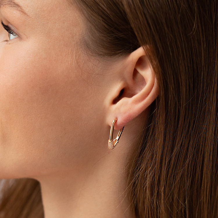 Золоті сережки "Шпильки" (білі фіаніти) с09116 від ювелірного магазину Онікс - 1