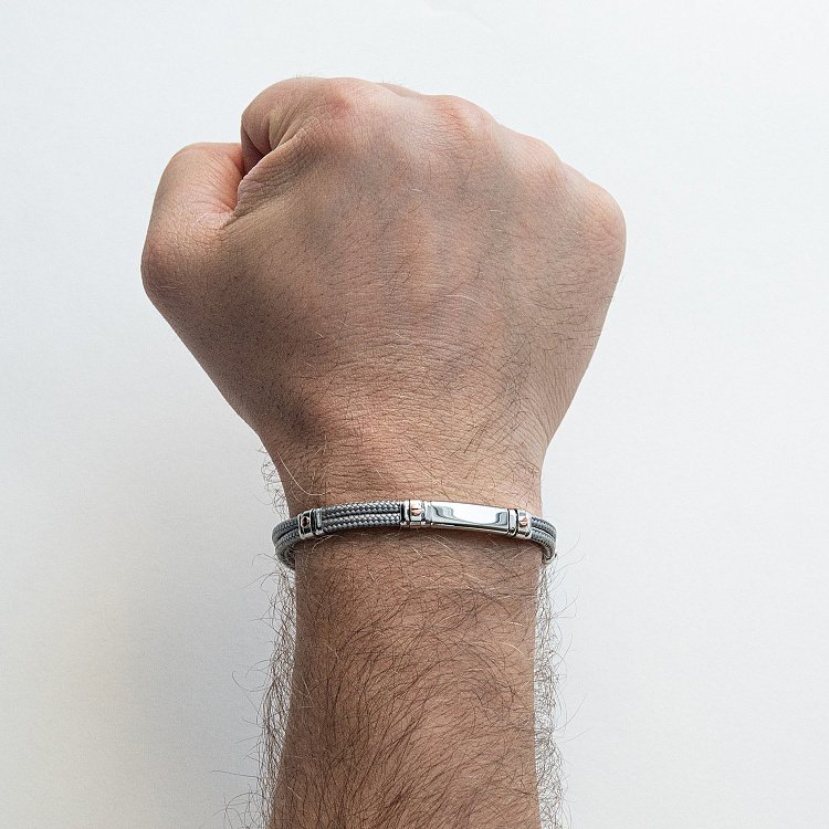 Чоловічий браслет з срібною та золотою вставкою Zancan EXB577R-GR від ювелірного магазину Онікс - 1