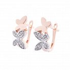 Золоті сережки з метеликами (фіаніти) с06276 от ювелирного магазина Оникс