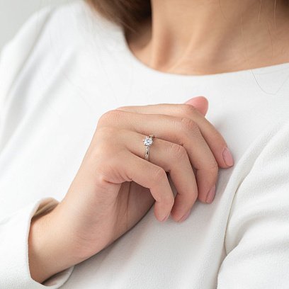 Заручальна каблучка в білому золоті (фіаніт) к06507 №2