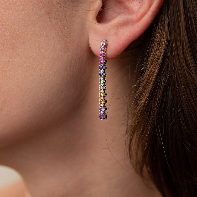 Золоті сережки - пусети (сапфіри, цитрини, цаварити, аметисти) сб0439di від ювелірного магазину Онікс - 1