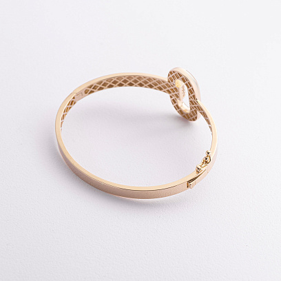 Жесткий браслет "Alice" в желтом золоте (фианиты) б05747 №3