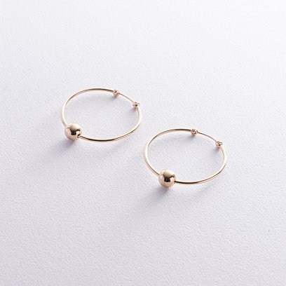 Сережки - кільця Гармонія у жовтому золоті с07315 №3