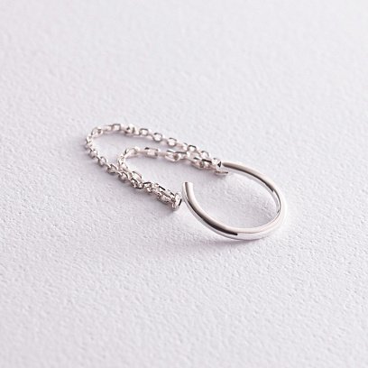 Срібна сережка - каффа з ланцюжками 123223 №6