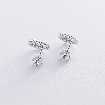 Золоті сережки - пусети з діамантами і сапфірами сб0327ca №3