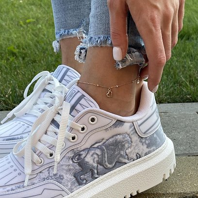 Золотой браслет "Сердечко и звездочка" на ногу б04347 №5