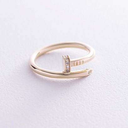 Каблучка "Цвях" з діамантами (жовте золото) кб0476м №3