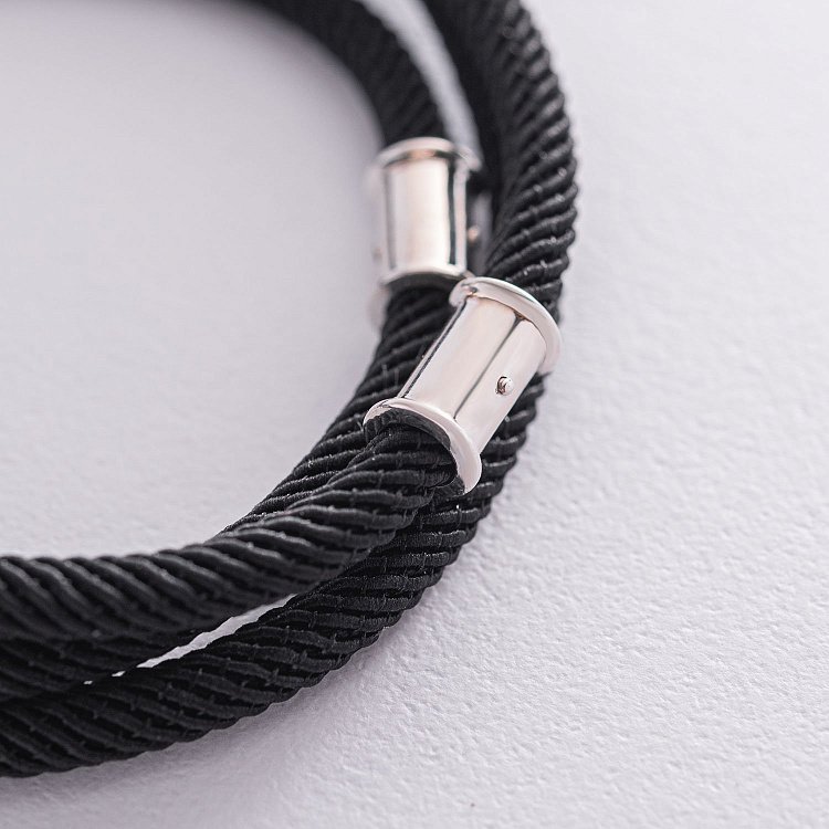 Шелковый шнурок с серебряной застежкой Ш0034-4в/д4 от ювелирного магазина Оникс - 1