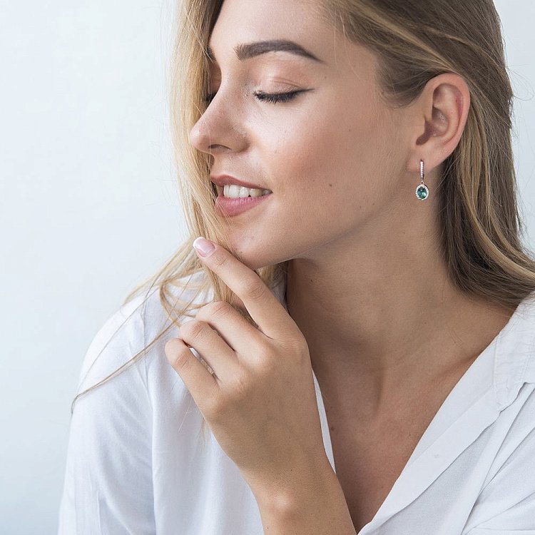 Золотые серьги (празиолит, фианиты) с04687 от ювелирного магазина Оникс - 4