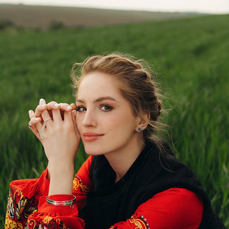 Срібні сережки - пусети "Соняшники" 123110 від ювелірного магазину Онікс - 8