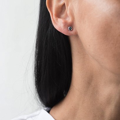 Золоті сережки-пусети (топаз "Лондон блакитний") сб0176gl №2