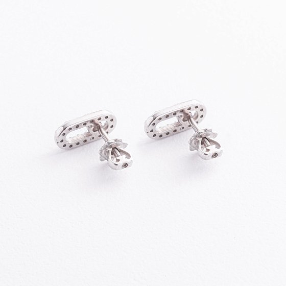 Серебряные серьги - пусеты с фианитами 902-01278 №5