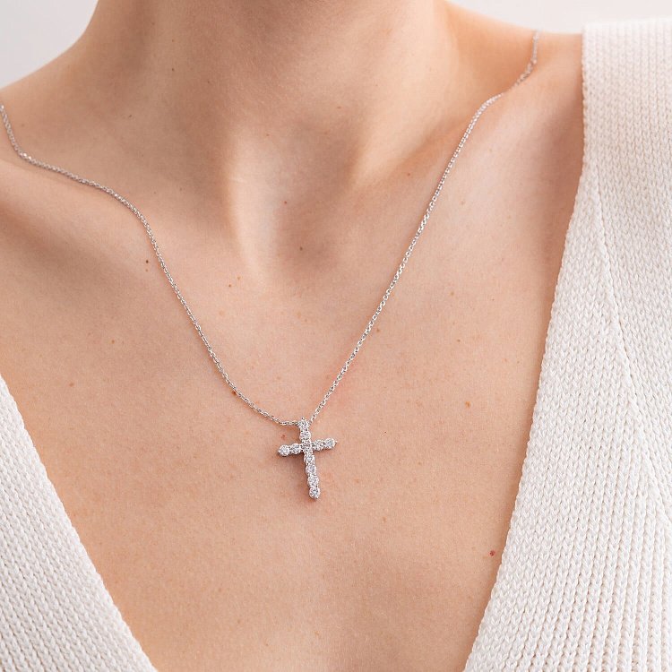 Золоте кольє "Хрестик" з діамантами 118281121 від ювелірного магазину Онікс - 1