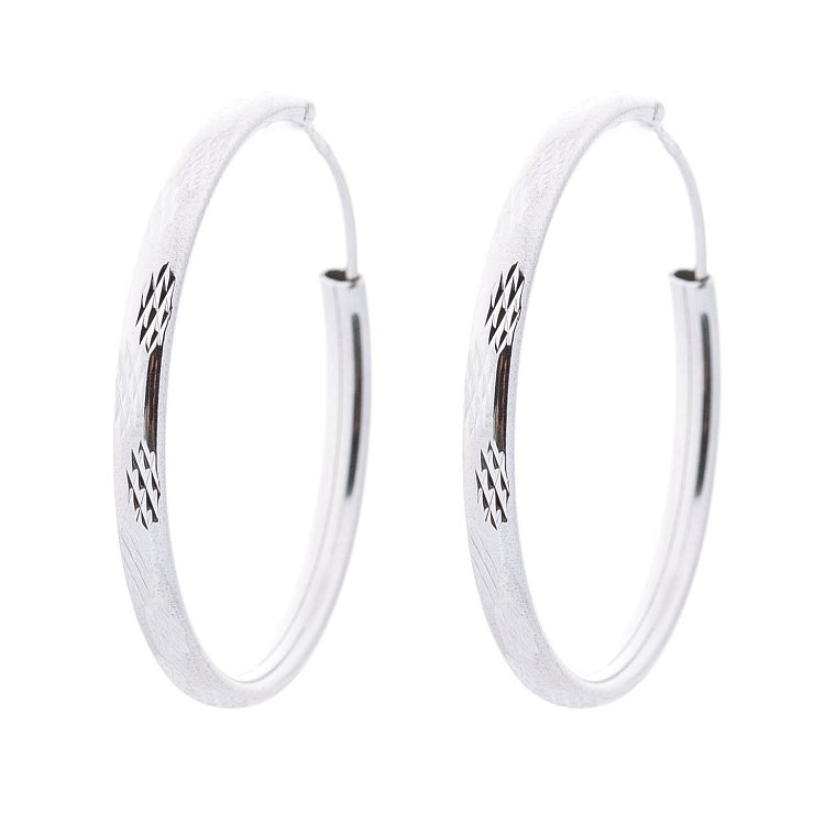 Серебряные серьги-кольца 122228 от ювелирного магазина Оникс - 1