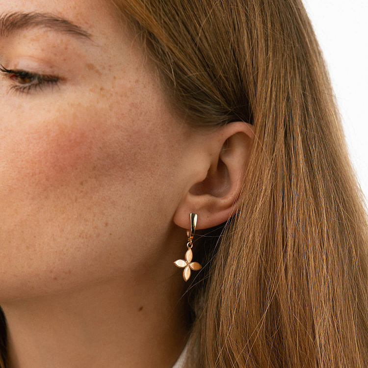 Серьги "Клевер" в красном золоте с07127 от ювелирного магазина Оникс - 3