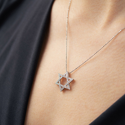 Золотий кулон "Зірка Давида" (діамант) пб0409ri №4