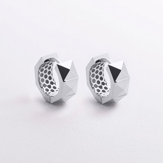 Серьги - кольца "Claire" в белом золоте с09379