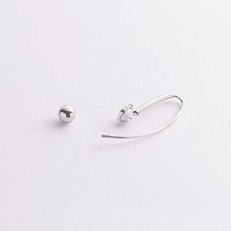 Сережки "Натхнення" з фіанітами (біле золото) с09539 від ювелірного магазину Онікс - 2