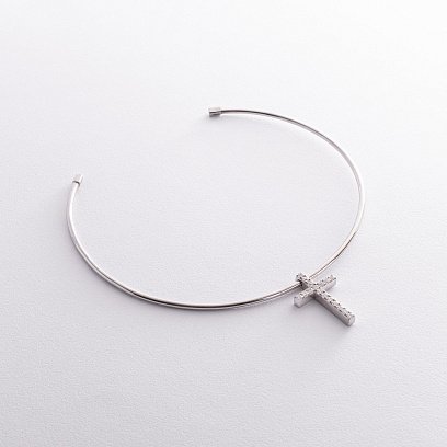 Срібний хрестик з фіанітами (кулон під чокер) 1101Pф №3