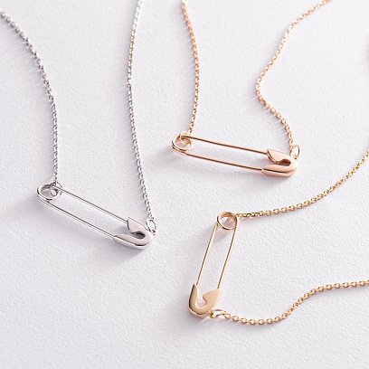 Колье "Булавка" в белом золоте кол02252 №8