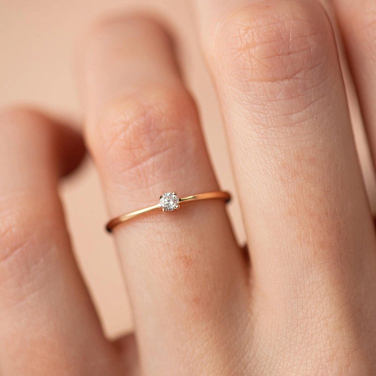 Заручальна золота каблучка з діамантом 227562421 від ювелірного магазину Онікс - 4