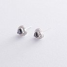 Золотые серьги-пусеты "Сердечки" с бриллиантами сб0267ar от ювелирного магазина Оникс