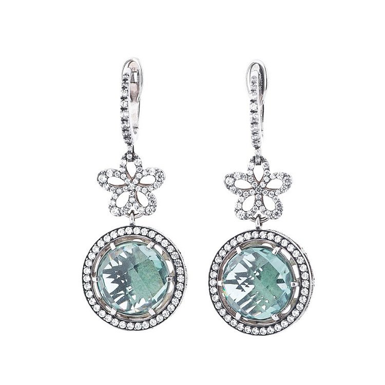 Золоті сережки з аметистом і фіанітами 14048492а від ювелірного магазину Онікс