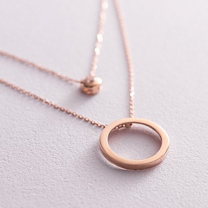 Подвійне кольє "Кругообіг з фіанітом" у червоному золоті кол02107 №3