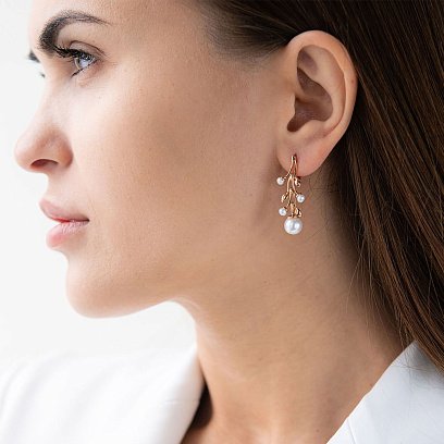 Золотые серьги с культ. пресн. жемчугом с02240 №6