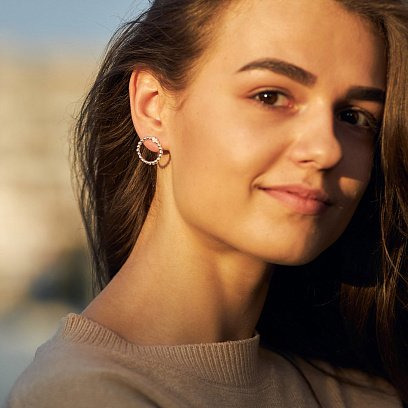 Серебряные серьги - пусеты "Круг з сердечком" 122546 №7