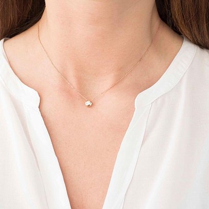 Женское колье из красного золота (фианит) кол01205 №5