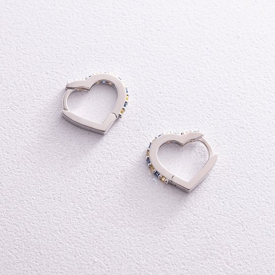 Серебряные серьги "Сердечки" с фианитами OR111590 №3