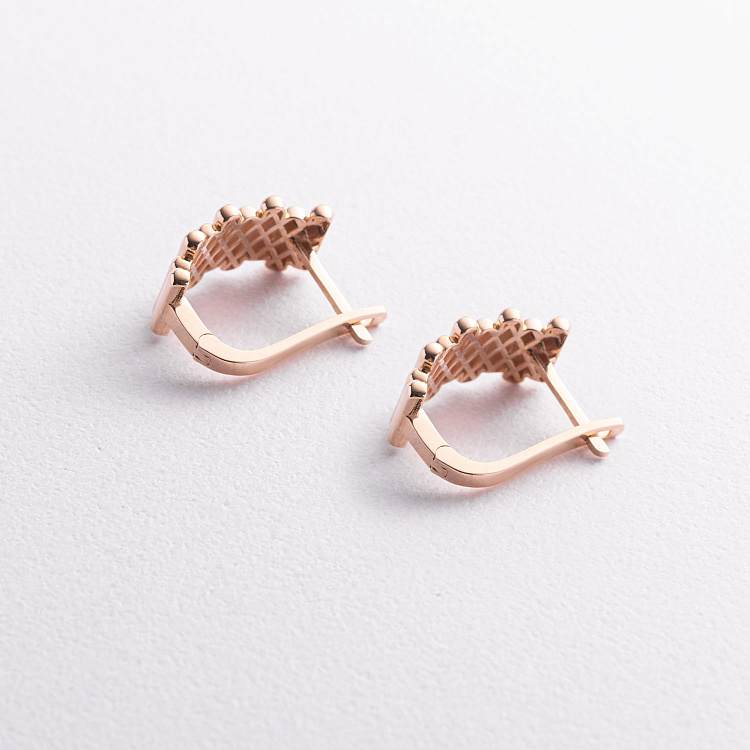 Золотые серьги "Agnes" в красном золоте с09675 от ювелирного магазина Оникс - 1