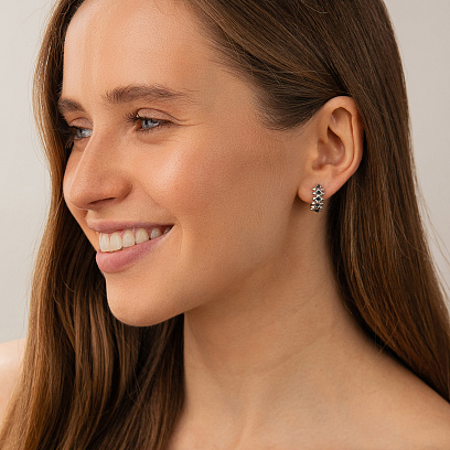 Серьги - кольца "Тереза" в белом золоте mini с09743 №2