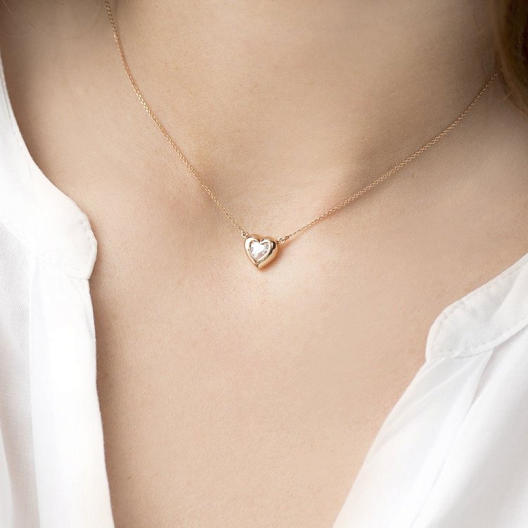 Золоте кольє "Серце з фіанітом" кол01044 від ювелірного магазину Онікс - 3