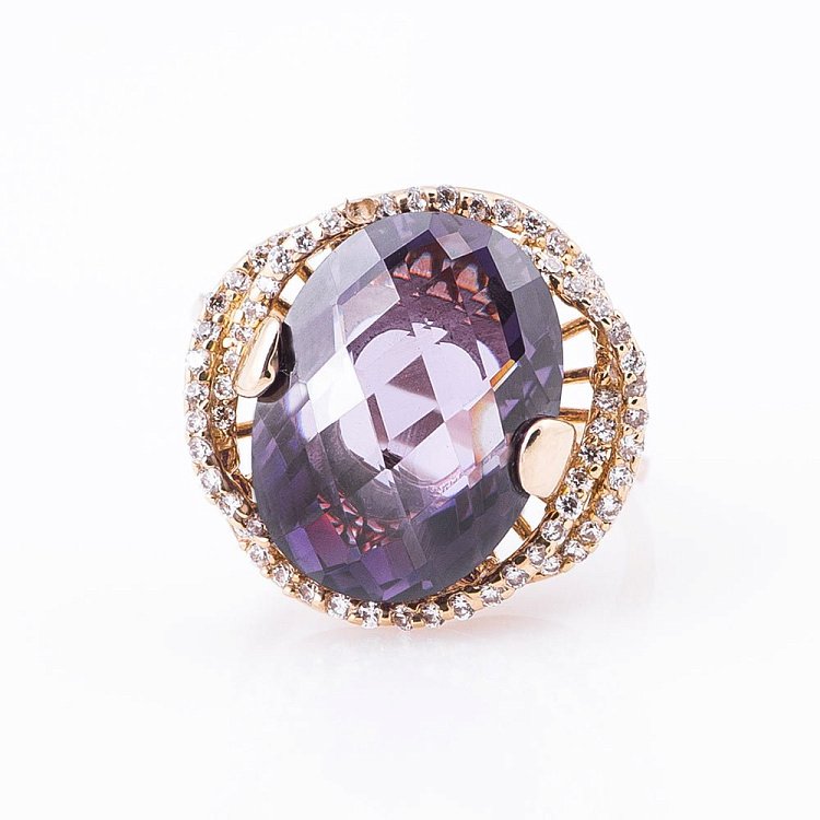 Золота каблучка з фіанітами к03895 від ювелірного магазину Онікс - 2