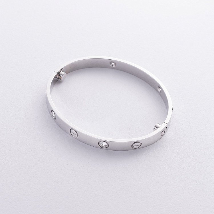 Жесткий браслет "Love" из белого золота (фианит) б03337 от ювелирного магазина Оникс