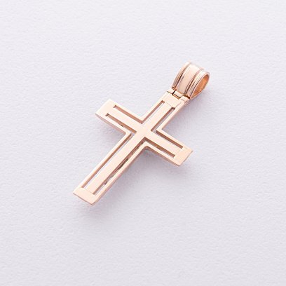 Золотой православный крестик "Распятие" с эмалью п03974 №3